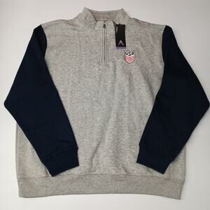 Antigua USA Men’s XL Gray Victory Fleece 1/4 Zip Sweatshirt